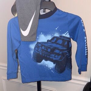 NWOT Bundle boy 6-7 Long Sleeve Shirt with Truck Graphic & dry fit NIKE PANTS